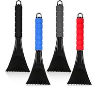 4 Pieces Ice Scraper for Car Windshield Plastic Snow Frost Ice Removal Tool with Foam Handle for Cars Trucks Window (Black, Red, Blue, Gray)