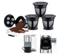 4 Pieces K Cups Reusable Coffee Filters with Coffee Spoon,Built-In Stainless steel Mesh Straine K Cup Coffee Pod (Black)