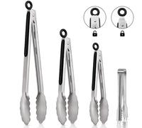 4 Pieces Kitchen Tongs, Tongs Kitchen, BBQ Tongs, Kitchen Tongs Stainless Steel, for Grilling, Cooking, Suitable for Pasta, Grilled Meat, Steak, Salad