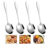 4 Pieces Large Buffet Serving Spoons Set, 21.5x6cm Stainless Steel Round Edge Tablespoons, Desert Spoons Cutlery for Kitchen, Restaurant, Banquet