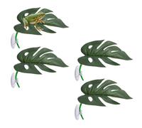 4 Pieces Leaf Decorations With Suction Cups - Turtle BaskingPlatforms - Reptile Decorations For Terrarium - Tree Frog Tank Accessories | For Tree Frog, African DwarfFrog, Frogs And Toad