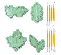 4 Pieces Leaf Molds, 8 Pieces Baking Carving Knives, Leaf Cutters, Leaf Cookie Cutters, Plastic Leaf Fondant Cutters, Christmas Pastry Cutters, Baking Accessories Set