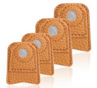 4 Pieces Leather Thimble Sewing Thimble Finger Protector Coin Thimble Pads for Hand Sewing Quilting Knitting Pin Needles Craft DIY Tools, 2 Sizes Finger Knitting Protector for Sewing and Stitching