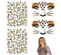 4 Pieces Leopard Face Stickers Leopard Print Tattoo Leopard Print Foil Stamping Tattoo Stickers Leopard Print Face Stickers Leopard Make-Up Glitter Face Stickers Festival Party Stage Makeup Stickers
