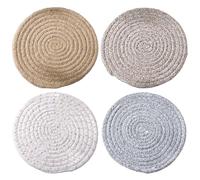 4 Pieces Linen Braided Insulation Pads, Coaster Pots, Coasters, Insulation Pots, Kitchen Bowls And Pots, Dining Table Insulation Pads (4 Colors).
