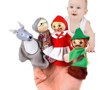 4 Pieces Little Red R-iding Hood Finger Puppets, Funny & Cute Finger Puppet Toys For Storys Telling, Educational Cartoon Dolls For Kids, Boys, Girls, Adults