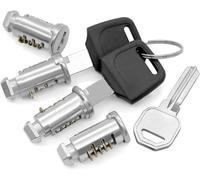 4 pieces lock cores for Thule, roof rack security lock, silver lock cores, security lock with 2 keys and 1 control key, for Thule lock cylinder spare parts