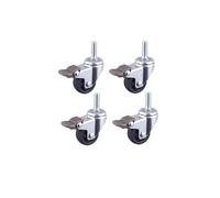 4 pieces/lot 1 inch black PP caster flat lightweight swivel wheel sofa pulley office chair caster(Screw-Brake-M8)