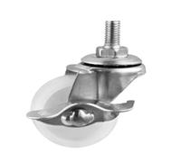 4 pieces/lot 2 inch/2.5 inch/3 inch white PP caster fixing//brake wheel screw M8/10/12 display stand light(M8x15 Brake,3 Inch)