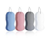 4 Pieces Magic Exfoliating Bath Sponge, Super Soft Gentle Cleansing Body Scrubber for Face & Body, Reusable 3D Texture for Smooth Skin(Blue/White/Pink/Gray)