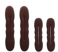 4 Pieces Magic Hair Bun Maker Sponge Hair Foam Twister Easy Perfect Bun Tool (2 Small, 2 Large) (Brown)