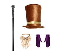 4 Pieces Magic Movie Character Dress Up Set Canes Bow Brown One Size