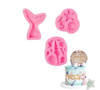 4 Pieces Marine Shellfish Silicone Molds, 3D Fishtail, Starfish, Conch, Shell Shape, DIY Baking Molds, for Cake, Chocolate, Candy