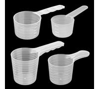 4 Pieces Measuring Spoons, dosing Spoons 100 ml, 70 ml, 50 ml, 40 ml, Detergent dosing aid, Plastic Transparent Measuring Spoons for Milk Powder, Protein Powder, Flour, Kitchen Supplies