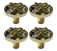 4 Pieces Metal Cabinet Handles Knobs - Steampunk Style Drawer Cupboard Pulls Knob with Screws, Pull Handle for Dresser Wardrobe, Gold