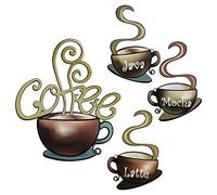 4 Pieces Metal Coffee Cup Wall Decor Coffee Bar Decor Cafe Themed Wall Art Decoration Vintage Cup Signs for Kitchen Decorations Shop Restaurant Lounge Decorations(Brown)