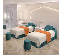 4 Pieces Microfiber Bed Sheets Set for Massage Beds, Premium Facial Bed Cover, Includes Bed Skirt, Pillow Cases and Chair Cover for Spa Salon (F,190x80cm(75x31inch))