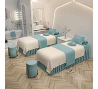 4 Pieces Microfiber Bed Sheets Set for Massage Beds, Premium Facial Bed Cover, Includes Bed Skirt, Pillowcases and Chair Cover for Spa Salon (I, 185x70cm(73x28inch))