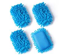 4 Pieces Microfiber Shag Whiteboard Eraser Shag Washable Dry Eraser Board Eraser for Chalk, Classroom Teacher Supplies, Home and Office (Blue)