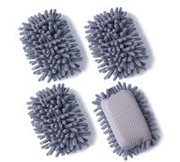 4 Pieces Microfiber Shag Whiteboard Eraser Shag Washable Dry Eraser Board Eraser for Chalk, Classroom Teacher Supplies, Home and Office (Grey)