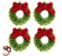4 Pieces Miniature Christmas Wreath, Mini Garland for Christmas Tree Decoration, Pipe Cleaner, Artificial Decorative Wreath, DIY Christmas Accessories for Making Hair Clips, Fridge Stickers, Brooch