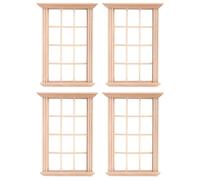 4 Pieces Miniature Sturdy Wood Window Decoration For Dollhouses Furniture 1 12 Scale Child Models And Collectibles Child Model Window