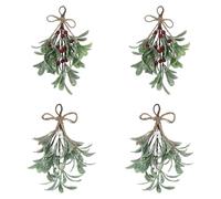 4 Pieces Mistletoe Garland, Fake Mistletoe Decoration, Artificial Leaves For Decoration, Fake Greenery Floral Stems Branches, Hanging Ornament For Home Wedding Decor