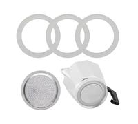 4 Pieces Moka Pot Gasket,6 Cup Espresso Maker Includes 3 Seal Gaskets and 1 Stainless Steels Filter,Silicone Espresso Coffee Maker Parts Sealing Express Replacement Set,for Stovetop Coffee Make