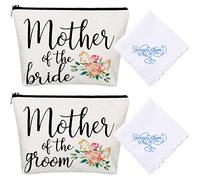 4 Pieces Mother of the Bride Gifts Wedding Handkerchief Happy Tears Handkerchief Mother of Bride Makeup Bags Canvas Mother Cosmetic Bags for Wedding Engagement, As the Pictures Shown, 30 x 30 cm