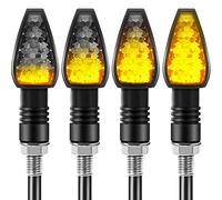 4 Pieces Motorcycle Signal Lights Indicators Flowing Turn Stop Signal Blinkers Front Rear Lights 14 LED 12V Motorbike LED Indicator Amber Lamp Mini Stalk Arrow Light for Motorcycles
