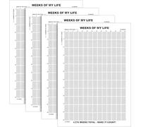 4 Pieces My Life in Weeks Calendar Poster - Thick Laminated Posters - Unframed - Motivational Wall Art Decor For Home Office - Memento Mori Stoic Habits Posters Canvas Paintings Decoration