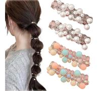 4 Pieces No Damage Soft Elastic Spiral Hair Ties, Colorful Coil Scrunchies, Strong Hold Ponytail Holders for Women and Girls, No Crease Hair Accessories for Thick Hair (C)