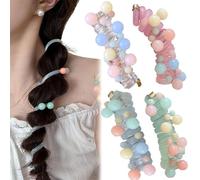 4 Pieces No Damage Soft Elastic Spiral Hair Ties,Twisted Hair Wire Pony Hairwire,Twisted Hair Wire Pony Hair Tie,Soft Pearl Braided Telephone Elastic Spiral Hairs Ties for Women (Set D)