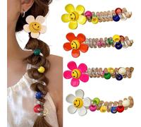 4 Pieces No Damage Soft Elastic Spiral Hair Ties,Twisted Hair Wire Pony Hairwire,Twisted Hair Wire Pony Hair Tie,Soft Pearl Braided Telephone Elastic Spiral Hairs Ties for Women (Set B)