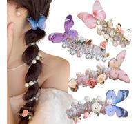 4 Pieces No Damage Soft Elastic Spiral Hair Ties,Twisted Hair Wire Pony Hairwire,Twisted Hair Wire Pony Hair Tie,Soft Pearl Braided Telephone Elastic Spiral Hairs Ties for Women (Set A)