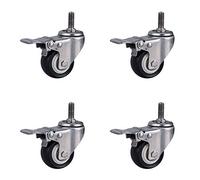 4 Pieces of 2 Inch Stainless Steel Furniture Casters, Screw Swivel Castors, Heavy Duty Industrial Castor with Brakes, Silent(BScrew Diameter 8mm)