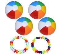 4 Pieces Of Beach Balls And 2 Sets Of Garlands, Colorful Inflatable Balls, Inflatable Toys, Water Toys, Children'S Beach Toys