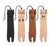 4 Pieces of Cat-Shaped Bookmarks, Wooden Bookmarks, Cute Cartoon Bookmarks, Creative Bookmarks, Reading Bookmarks, Gift Bookmarks