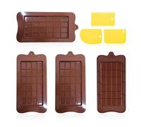 4 Pieces of Chocolate Molds, 3 Pieces of Scrapers, Silicone Molds, DIY Dessert Candy Biscuits, Kitchen Baking Molds