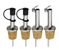 4 Pieces of Cork Wine Stoppers with Flip-Top Wine Pourers, Oil Bottle Stoppers, Wine Protection Stoppers, Wine Bottle and Oil Bottle Sealers, Replacement Corks
