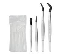 4 Pieces of Craft Tweezers, 1 Storage Bag, Stainless Steel Rubber Tip Tweezers, False Eyelash Auxiliary Curler, Suitable for Holding Dipped Stamps, Coins, and Jewelry