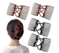 4 Pieces Of Elastic Hairpins, Double-Layer Elastic Hair Comb, Retro Adjustable Design, Suitable For Thick Hair, Ladies Styling Accessories.