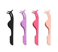 4 Pieces Of Eyelash Curlers, Stainless Steel Eyelash Tweezers, Eyebrow Sticking Aids, Cosmetics, Curved Eyelash Curlers (Black, Rose Gold, Rose Red, Purple).