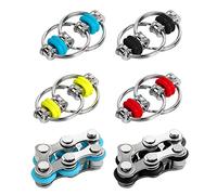 4 Pieces Of Flippy Chain Game Set, With 2 Pieces Of Six Roller Chains, Fidget Game For Stress Relief, Iron Ring Keychain, Bike Chain Game, Suitable For Adults And Children.