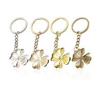 4 Pieces of Four-Leaf Clover Keychain, Creative Pendant, Simple Pendant, Metal Keychain, Decorative Pendant.