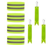 4 Pieces of Green Reflective Armbands, With 2 Pieces of Reflective Streamer Pendants, Elastic Safety Wristbands, And Double Reflective Strips, Suitable for Traveling at Night