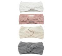 4 Pieces Of Knitted Headbands, Headbands For Women, Makeup And Face Washbands, Plush Elastic Headscarves, Winter Ear-Warming Headbands