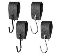 4 Pieces of Leather Metal Hook, S-Shaped Hook, Coat Hook, Multi-Function Hook, Suitable for Office, Kitchen, Bathroom, Bedroom