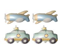 4 Pieces Of Matte Balloons, Car And Airplane Balloons, Aluminum Film Balloons, Creative And Cute Balloon Decorations, Children'S Birthday Party Background Decorations