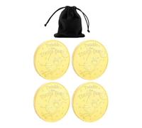 4 Pieces of Metal Coins and 1 Velvet Bag, Children's Reward Supplies, Baby Teeth Souvenirs, Children's Gifts.